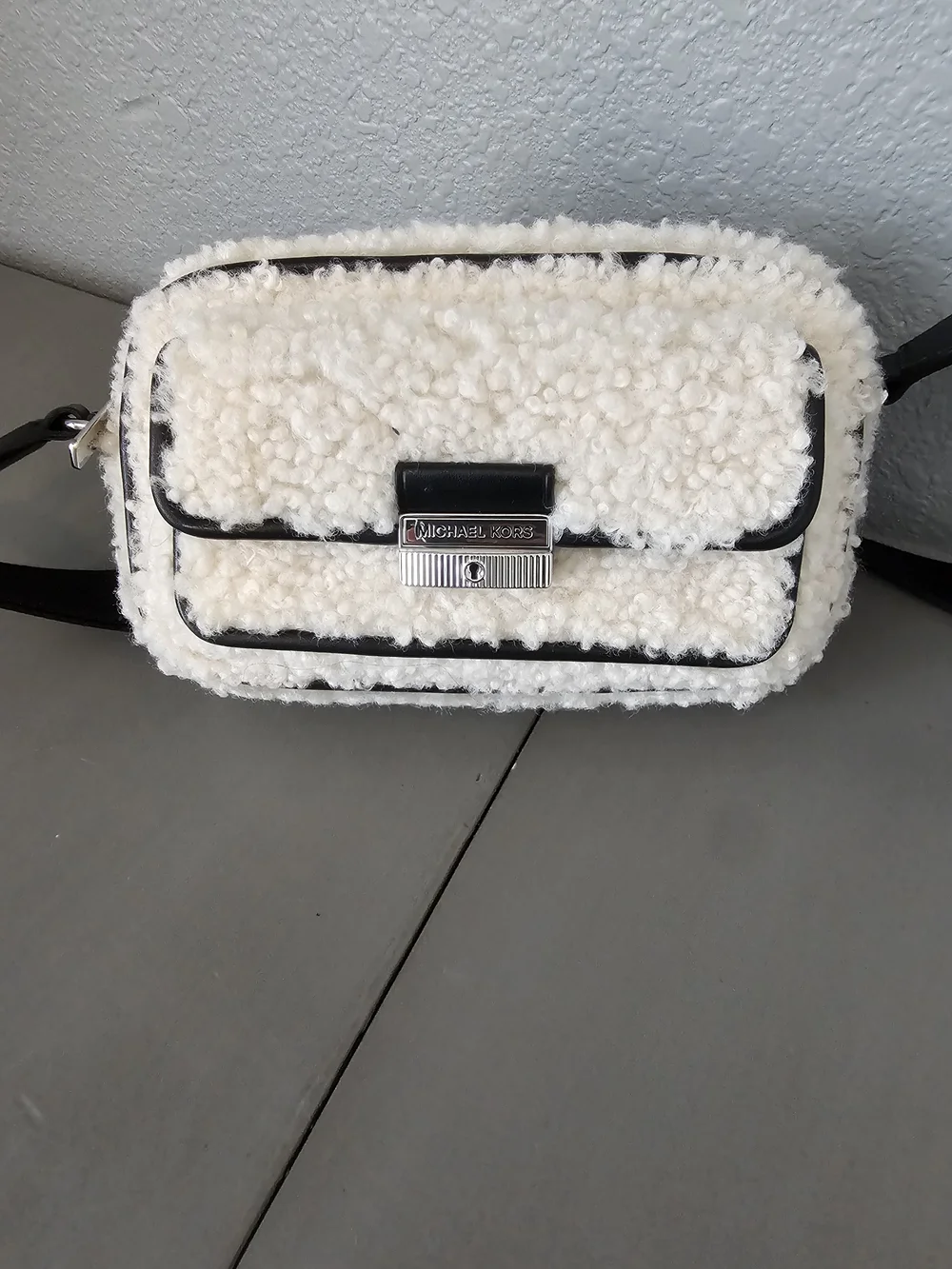 Michael Kors Cream Sherpa Teddy Crossbody Bag | Fall Purse